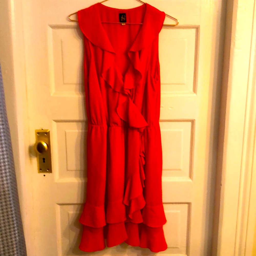 Women’s Red Ruffled Polka Dot Cocktail Dress